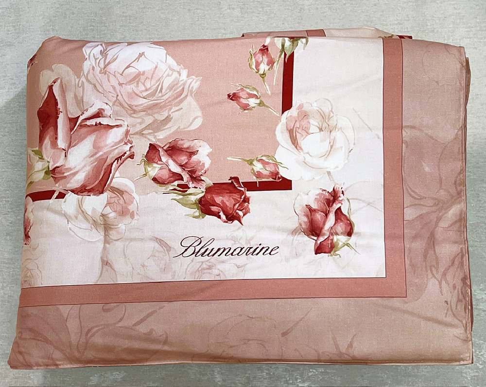 Плед хлопковый Blumarine Rose Coral 135х185 цветочный принт