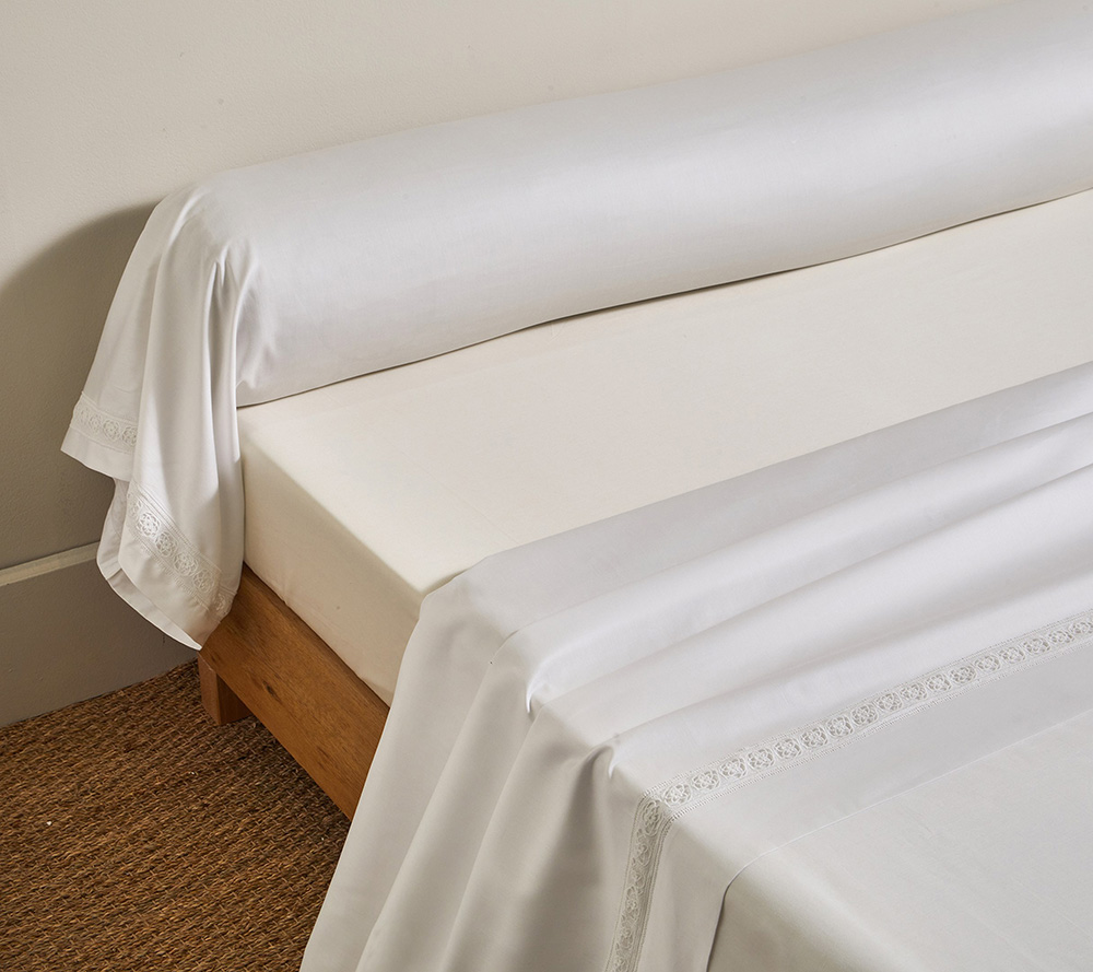 Постельное белье Blanc des Vosges Heritage Blanc евро 200х220 сатин с кружевом