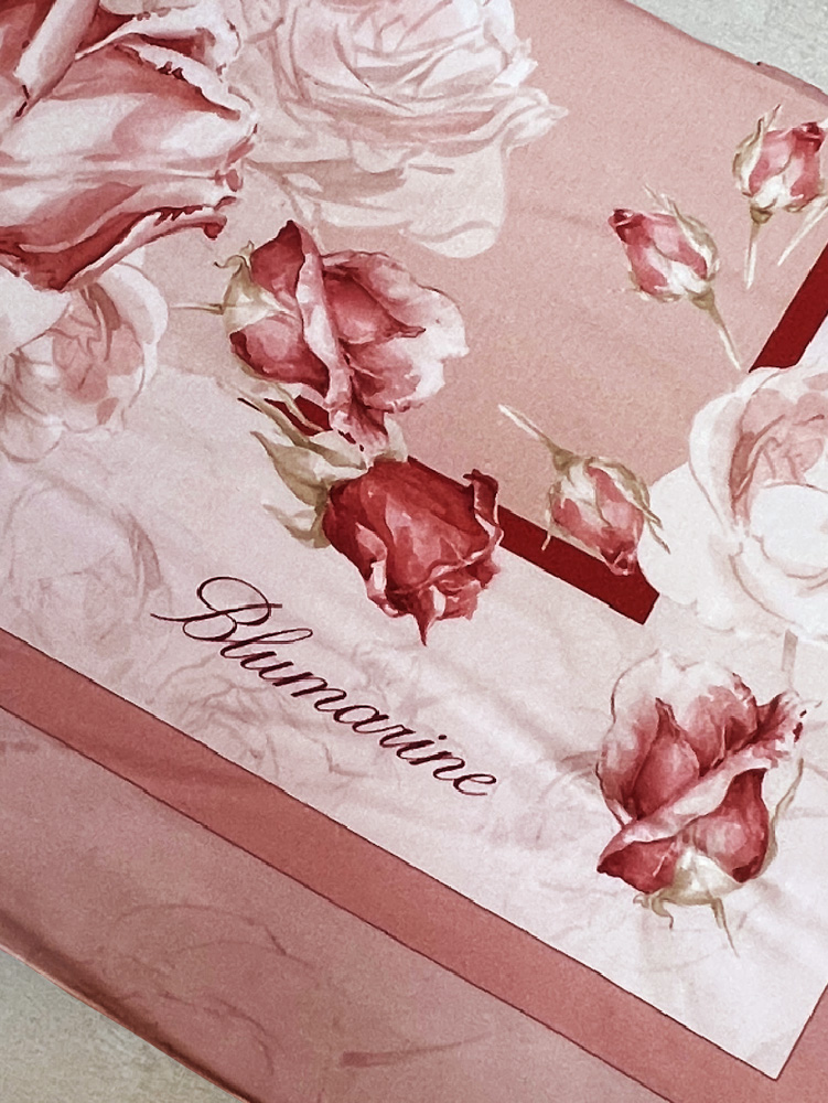 Плед хлопковый Blumarine Rose Coral 135х185 цветочный принт