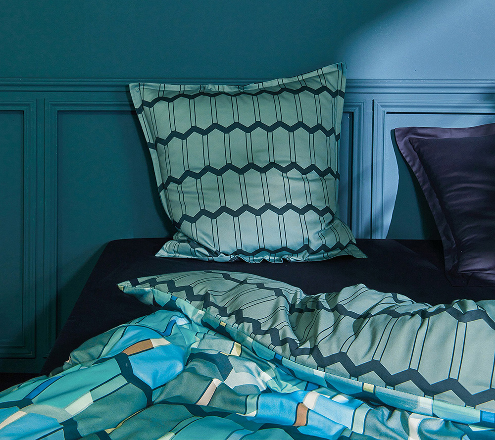 Постельное белье Blanc des Vosges Mosaic Cobalt евро 200х220 хлопок сатин