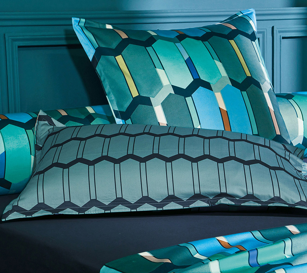 Постельное белье Blanc des Vosges Mosaic Cobalt евро 200х220 хлопок сатин