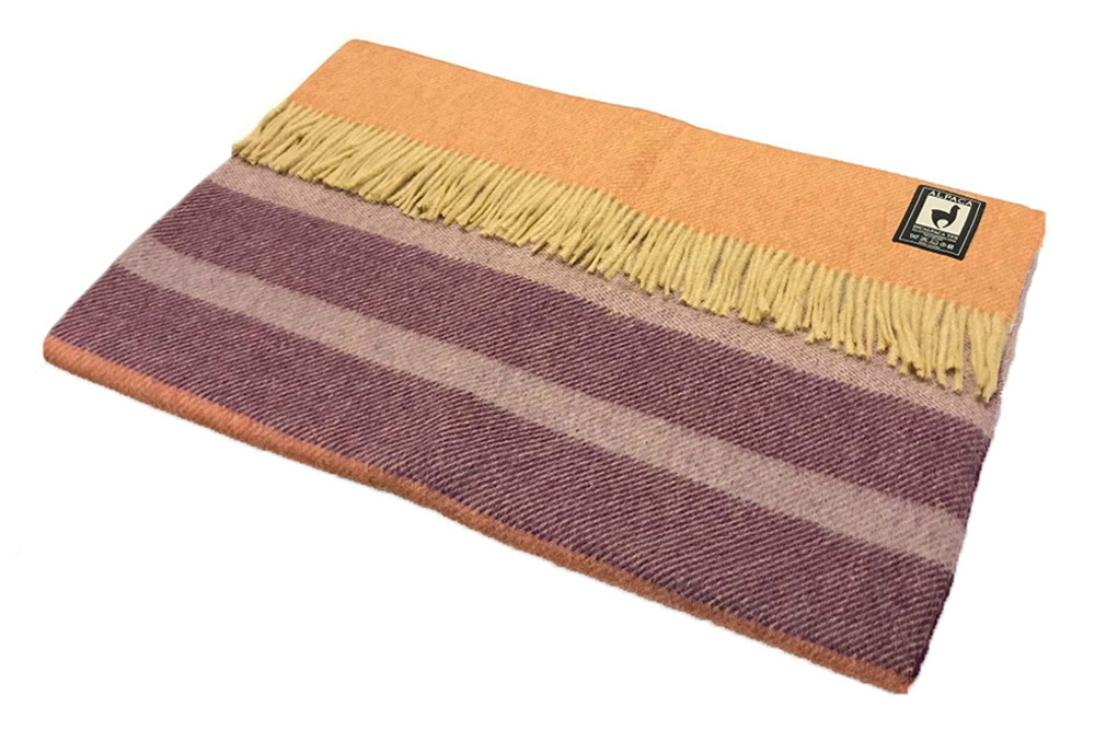 Плед альпака/меринос IncAlpaca PP-50 200x200 оранжевый с лиловым