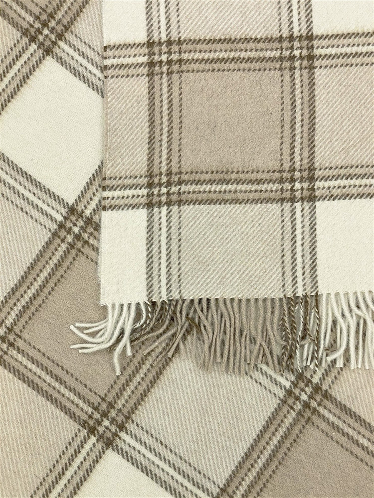 Плед альпака/меринос IncAlpaca PP-4 150x200 молочно-белый с коричневым