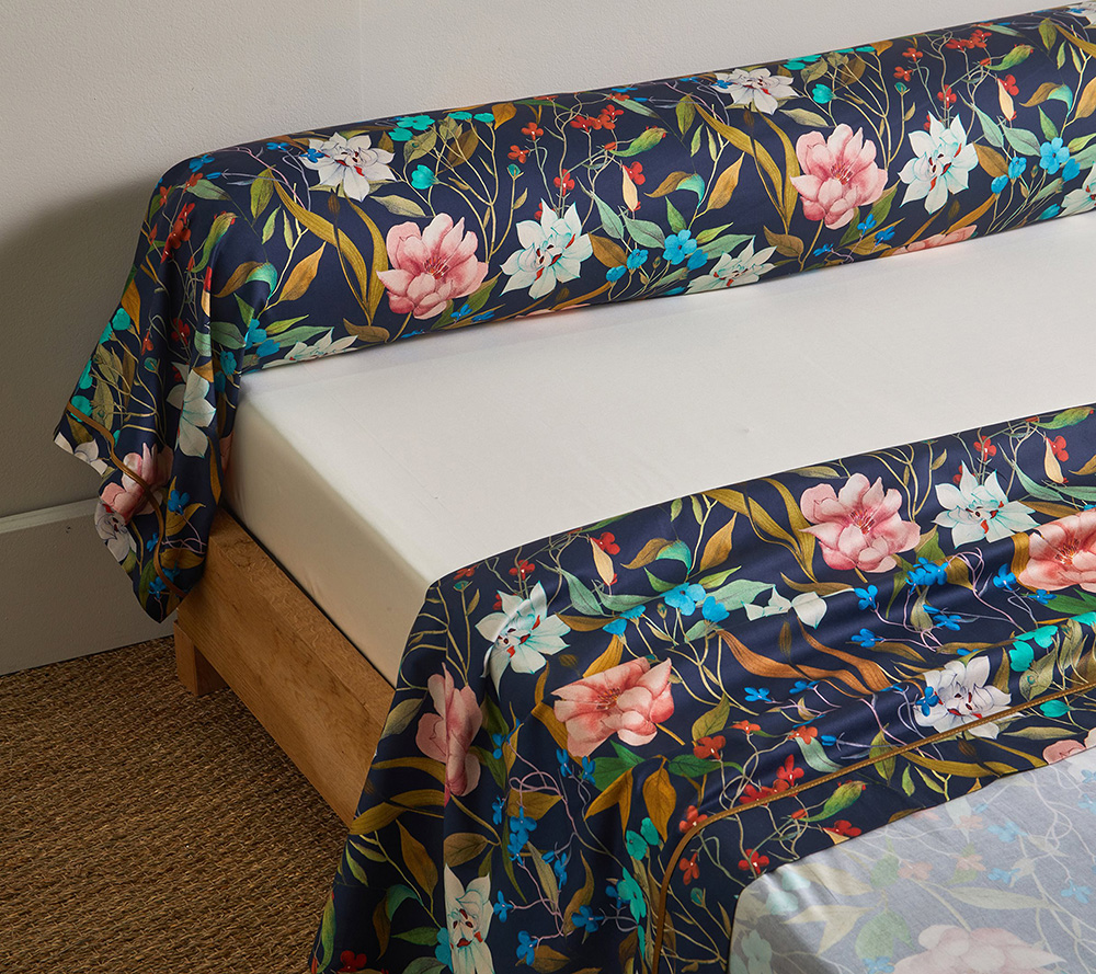 Наволочка на валик Blanc des Vosges Giardino Nuit 90х190 хлопок сатин