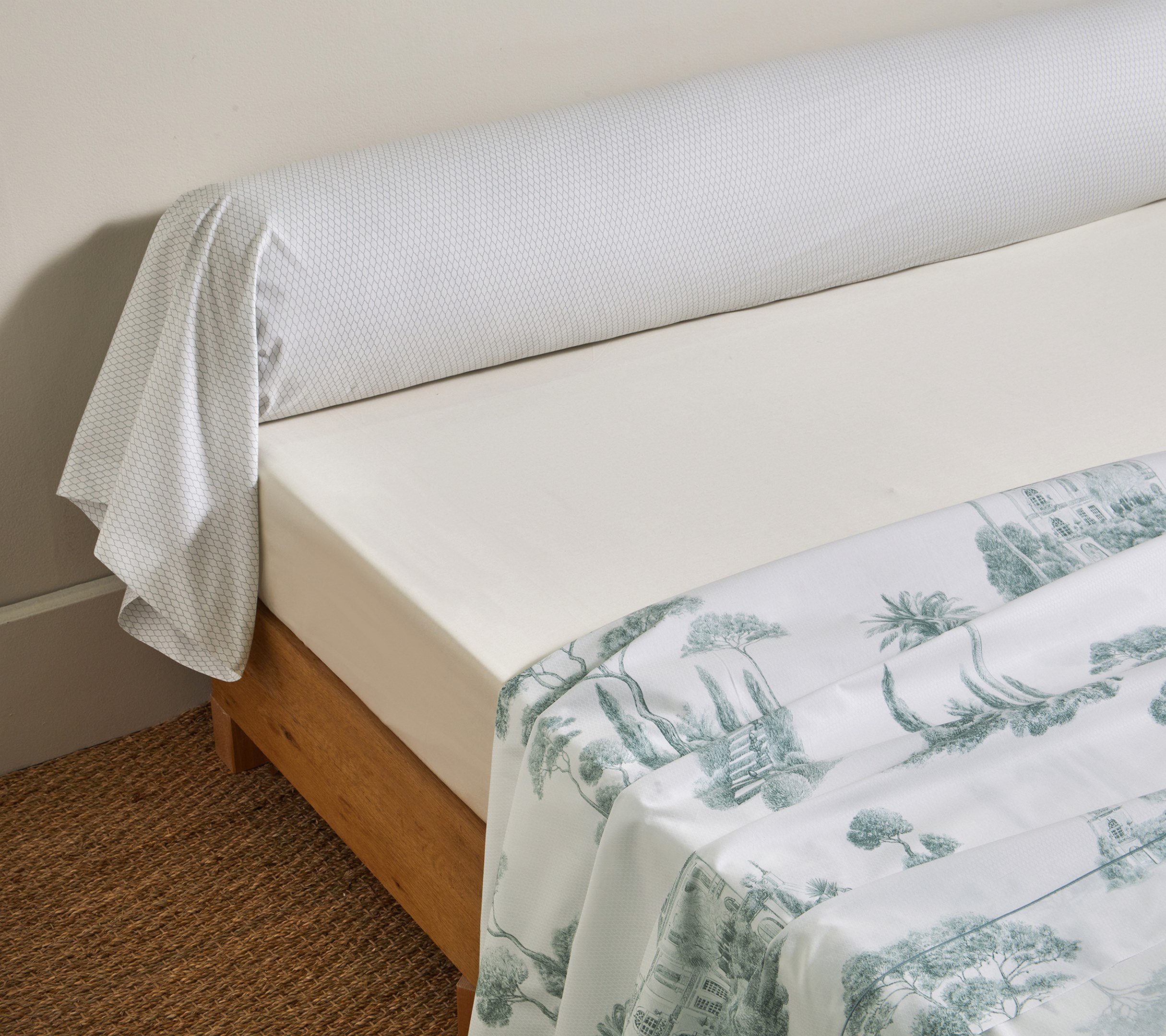 Постельное белье Blanc des Vosges Promenade Sauge евро 200х220 перкаль