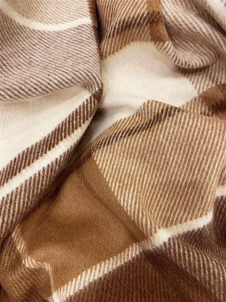 Плед альпака/меринос IncAlpaca PP-22 150x200 оттенки коричневого и бежевого