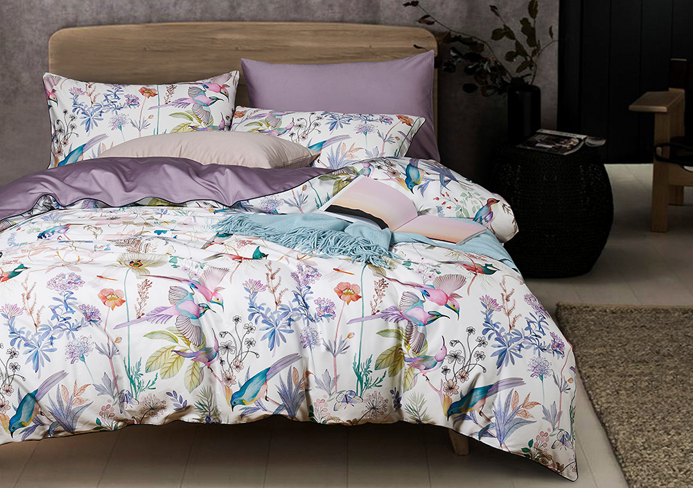 Постельное белье Luxe Dream Birds 1.5 спальное 150x210 мако-сатин - основновное изображение