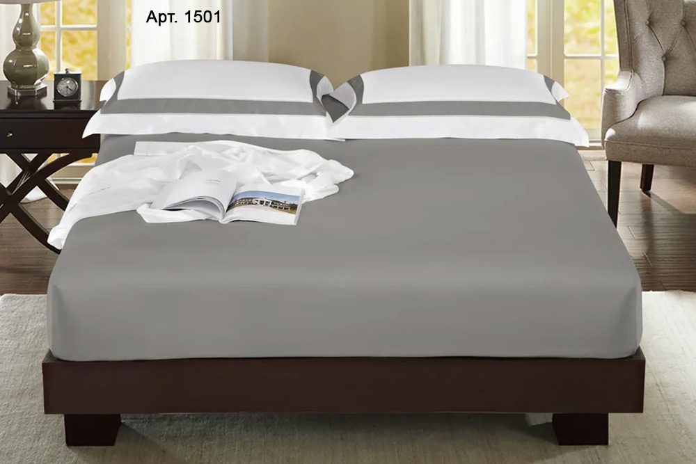 Простыня на резинке Sharmes Basic 500TC 160х200 хлопок пима