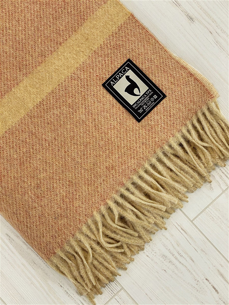 Плед альпака/меринос IncAlpaca PP-50 200x200 оранжевый с лиловым