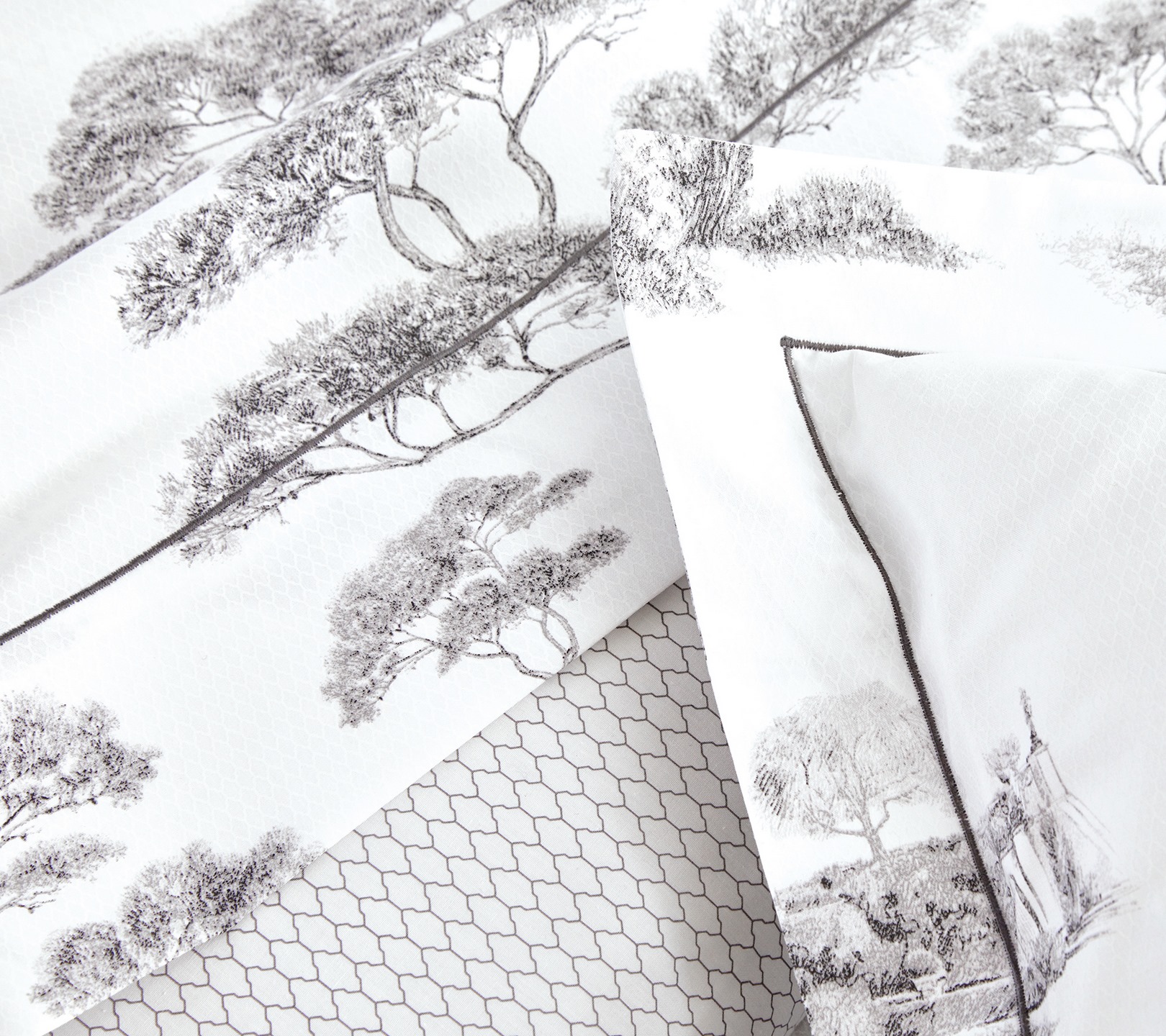 Постельное белье Blanc des Vosges Promenade Graphite евро 200х220 перкаль