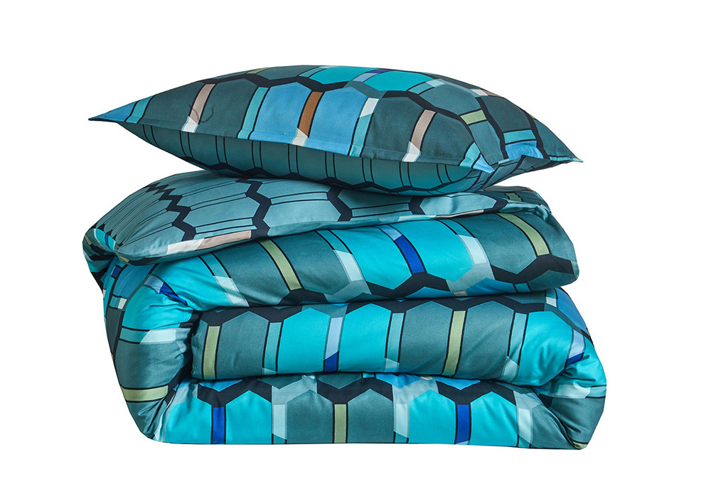 Постельное белье Blanc des Vosges Mosaic Cobalt евро 200х220 хлопок сатин