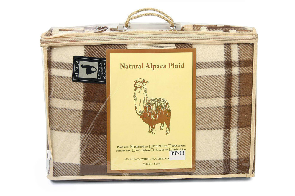 Плед альпака/меринос IncAlpaca PP-11 200x220 бело-шоколадный