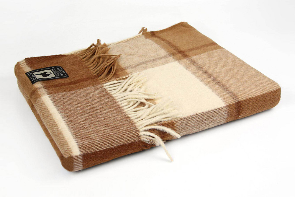 Плед альпака/меринос IncAlpaca PP-22 150x200 оттенки коричневого и бежевого