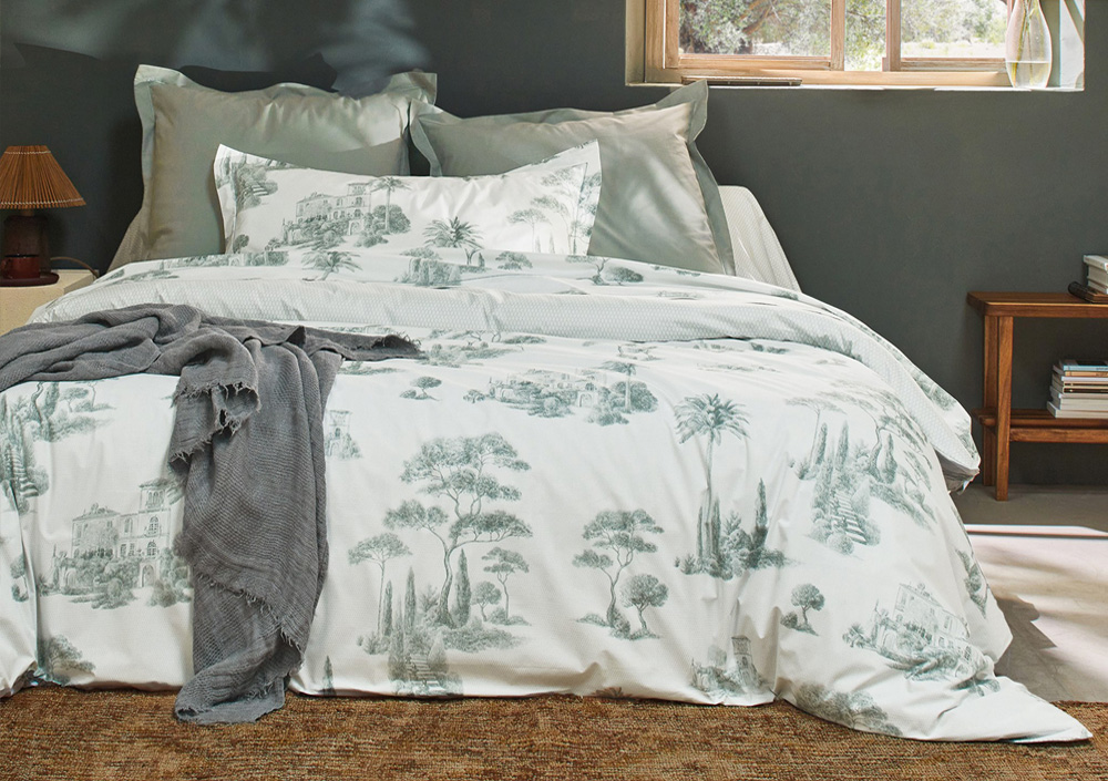 Постельное белье Blanc des Vosges Promenade Sauge евро 200х220 перкаль