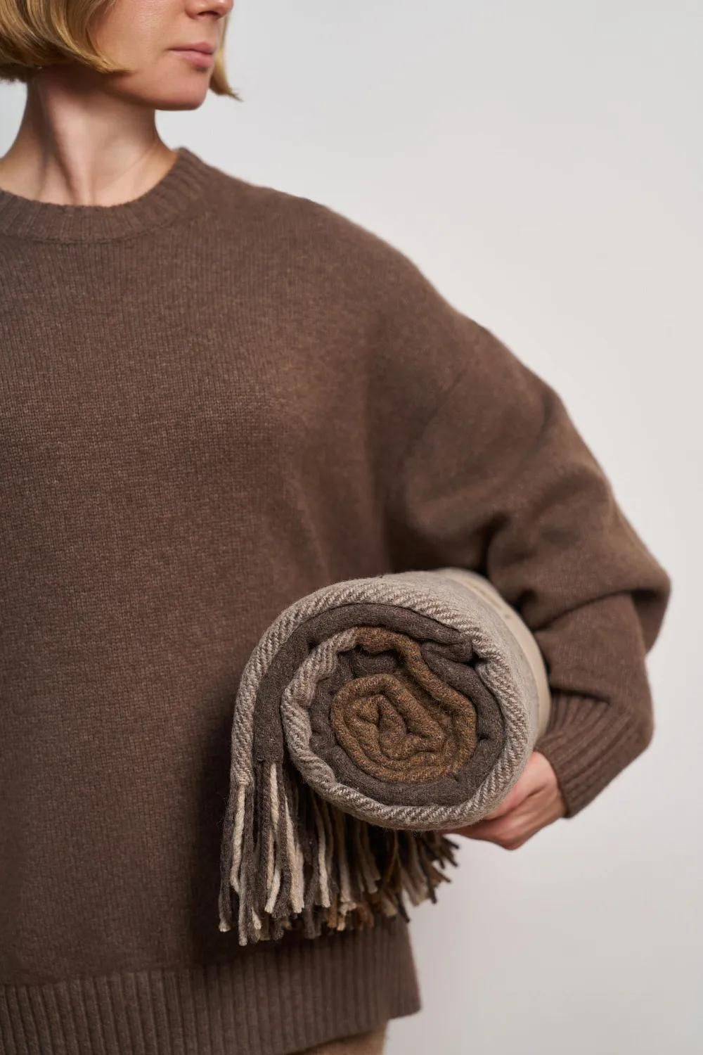 Плед шерстяной Luxberry Woolen Beige 150х200 бежево-коричневый