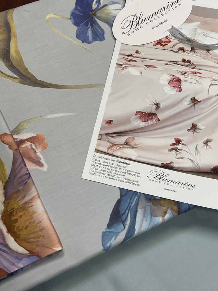 Постельное белье Blumarine Fleurette Blu евро+ 200х240 мако-сатин