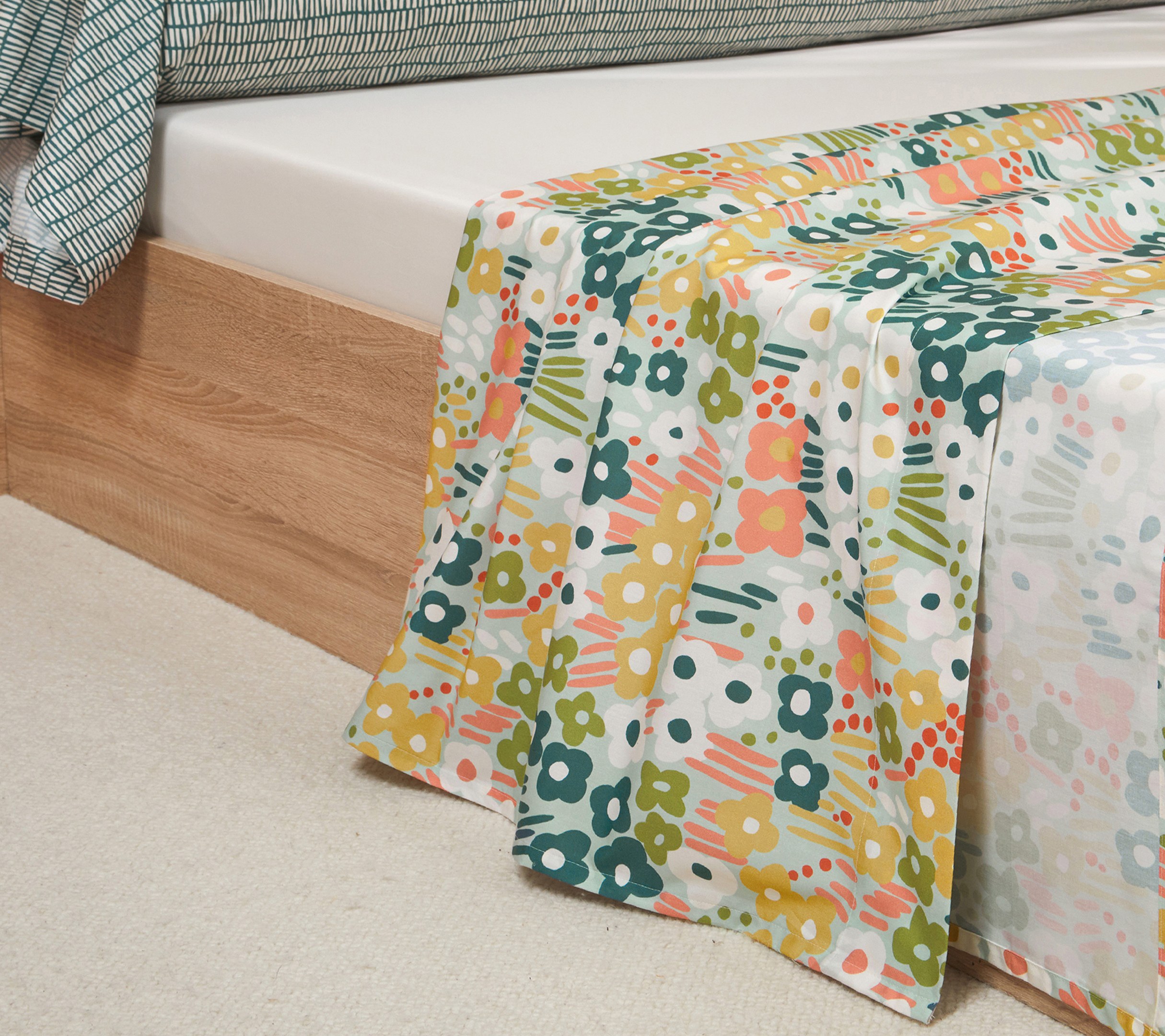 Постельное белье Blanc des Vosges Spring Azur 1.5 спальное 155х200 перкаль