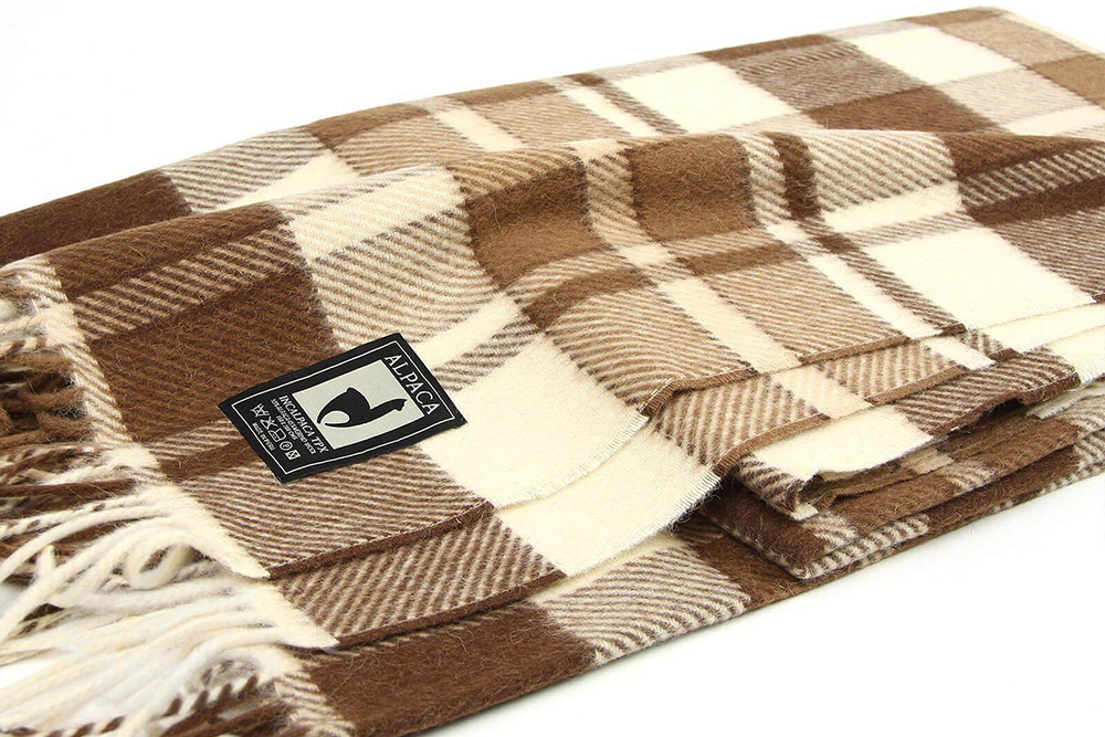 Плед альпака/меринос IncAlpaca PP-11 200x220 бело-шоколадный