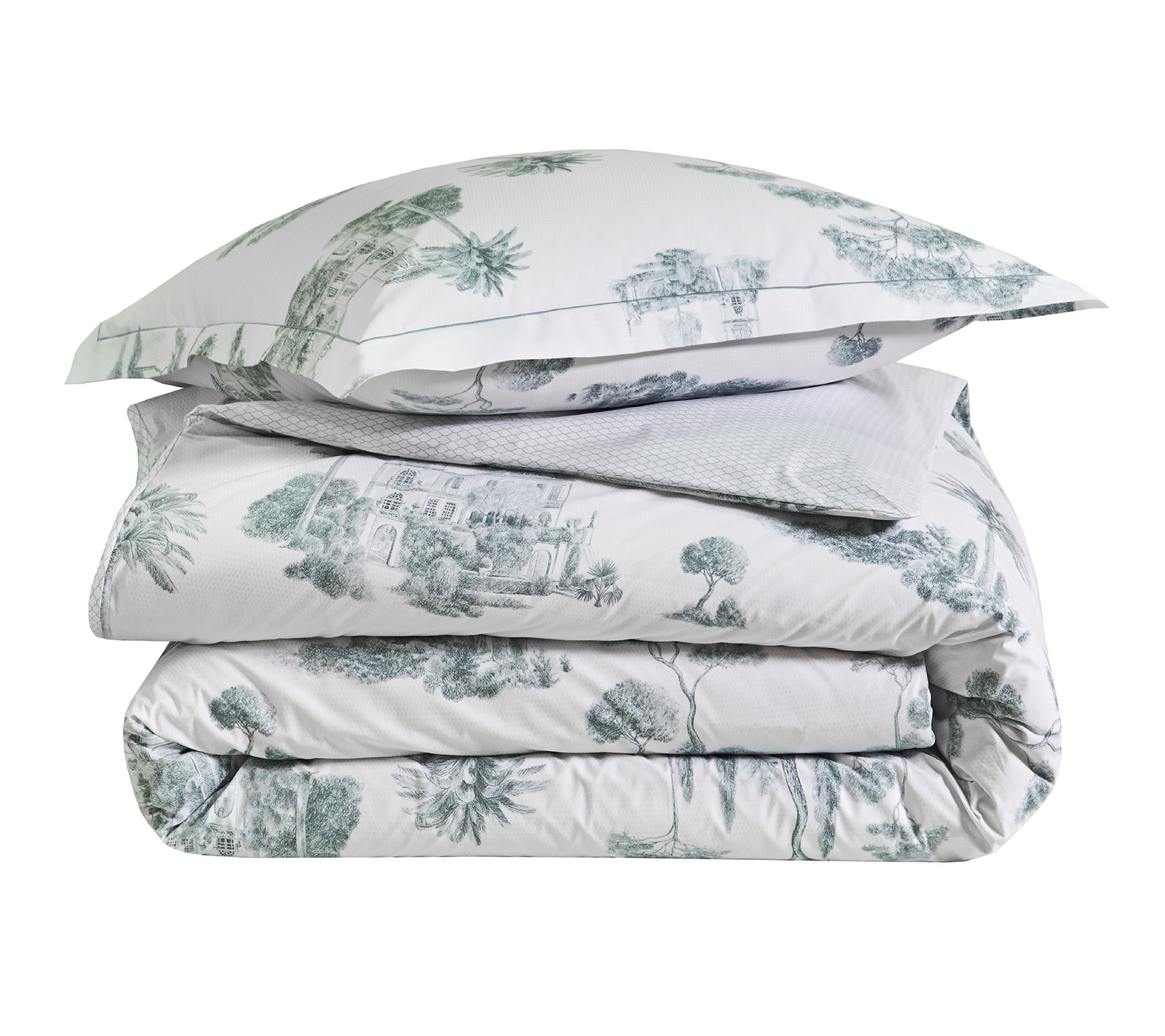 Постельное белье Blanc des Vosges Promenade Sauge евро 200х220 перкаль