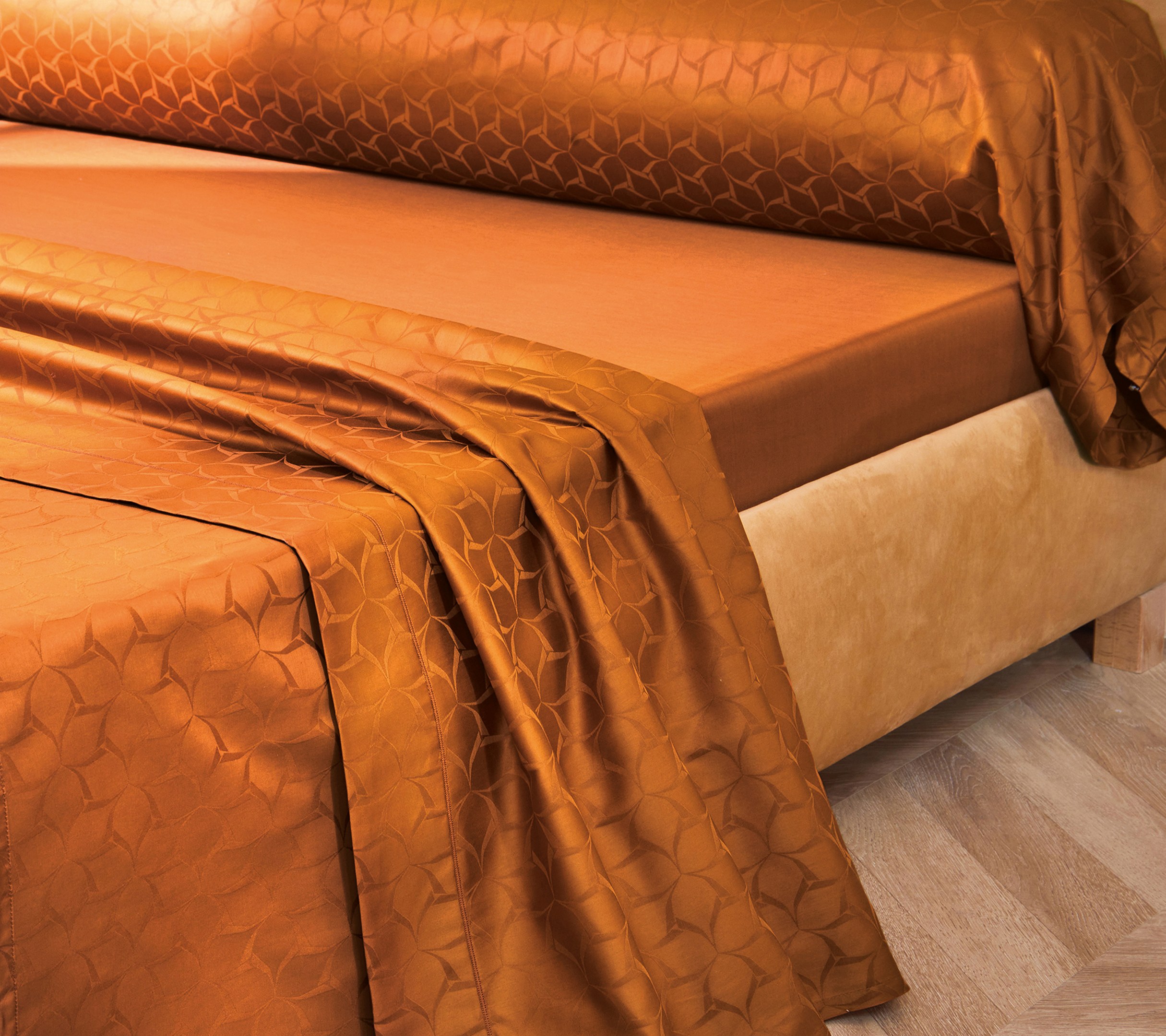 Постельное белье Blanc des Vosges Eole Cognac евро 200х220 сатин-жаккард