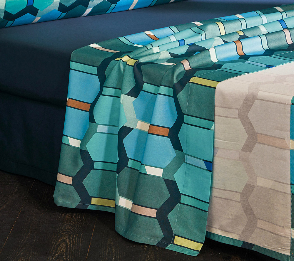 Постельное белье Blanc des Vosges Mosaic Cobalt евро 200х220 хлопок сатин