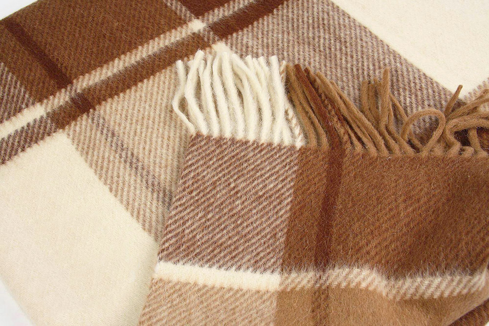 Плед альпака/меринос IncAlpaca PP-22 150x200 оттенки коричневого и бежевого