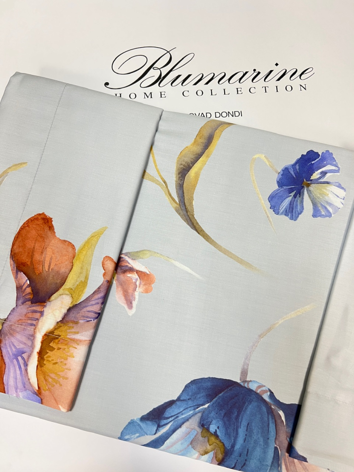 Постельное белье Blumarine Fleurette Blu евро+ 200х240 мако-сатин
