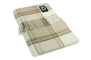 Плед альпака/меринос IncAlpaca PP-4 150x200 молочно-белый с коричневым - основновное изображение