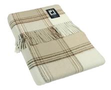 Плед альпака/меринос IncAlpaca PP-4 150x200 молочно-белый с коричневым