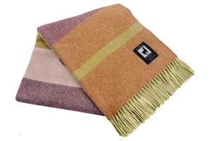 Плед альпака/меринос IncAlpaca PP-50 200x200 оранжевый с лиловым - основновное изображение