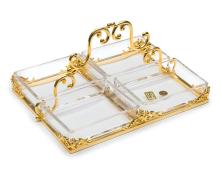 Менажница Cre Art Relish Dish 30x20x20 см стекло, позолота 24к