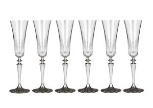 Набор бокалов для вина Cre Art Plat Stemware платина 23 см хрусталь (6 шт.) - основновное изображение