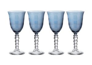 Набор бокалов для вина Cre Art Perle Blue 17,5 см хрусталь (4 шт.) - основновное изображение