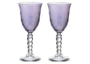 Набор бокалов для вина Cre Art Perle Violet 17,5 см хрусталь (2 шт.) - основновное изображение