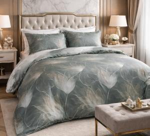 Постельное белье Mirabello Abstract Flower Dove Grey евро 200х220 мако-сатин - основновное изображение