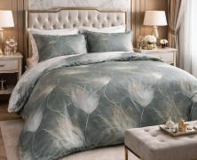 Постельное белье Mirabello Abstract Flower Dove Grey евро 200х220 мако-сатин в интернет-магазине Posteleon