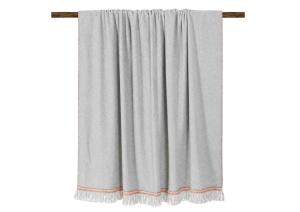 Плед Frati Home Soft Bamboo Grigio Perla Matisse с оранжевым 160x200 бамбук / полиэстер - основновное изображение